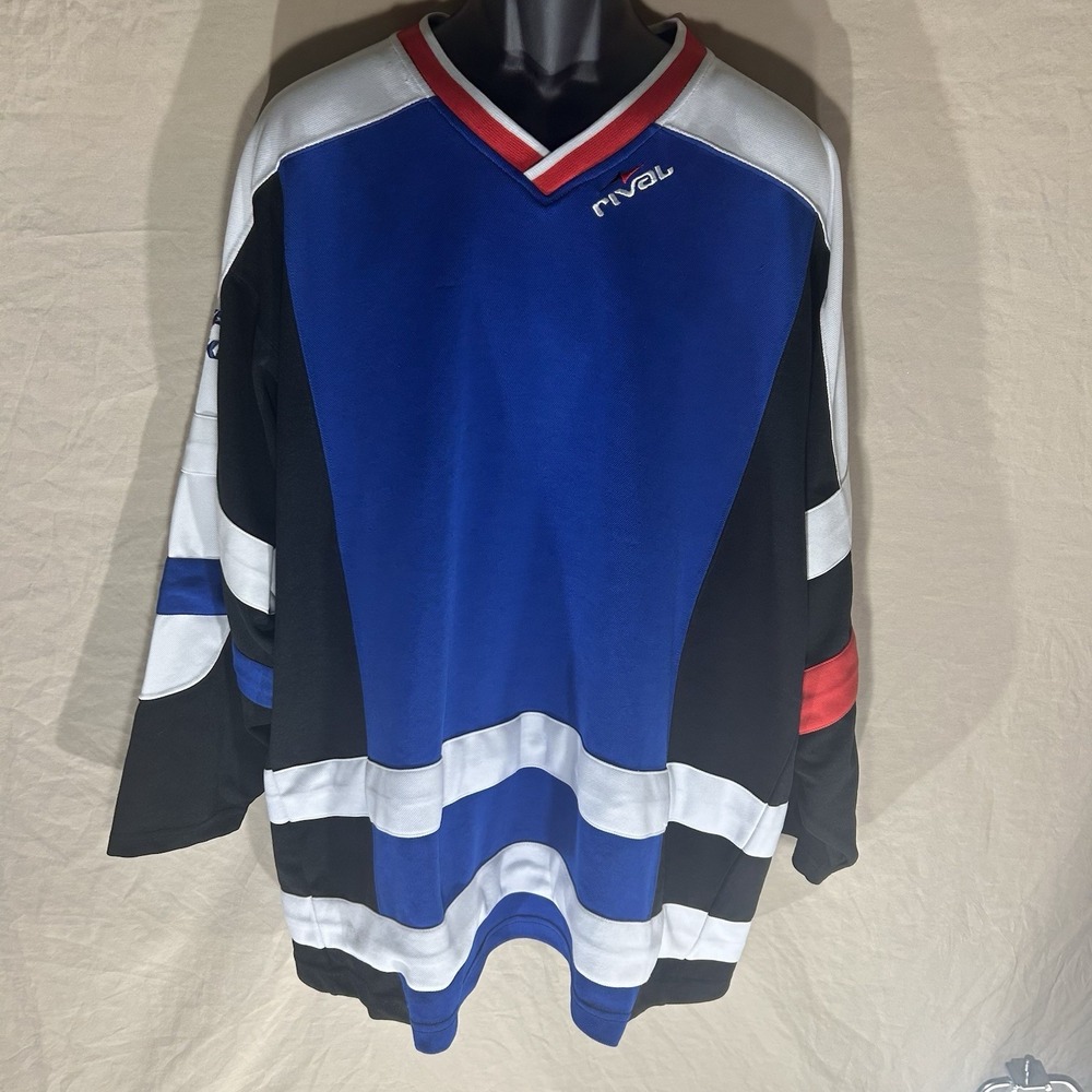 Rival‎ USA Hockey Blank Practice Jersey Mens XL Blue Black White Official